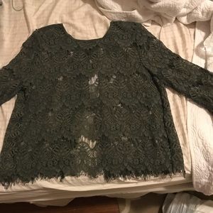 Olive Green laced open back top